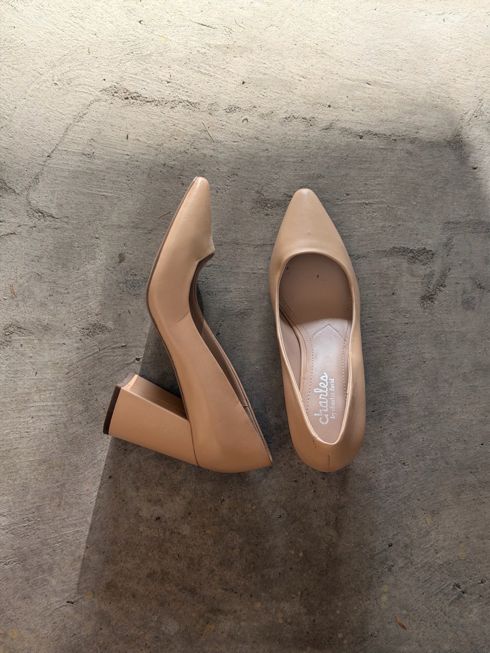 Charles David Nude Block Heel Pumps